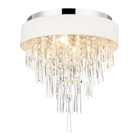 Cwi Lighting Franca 4 Light Drum Shade Flush Mount With Chrome Finish 5523C16C (Off White)